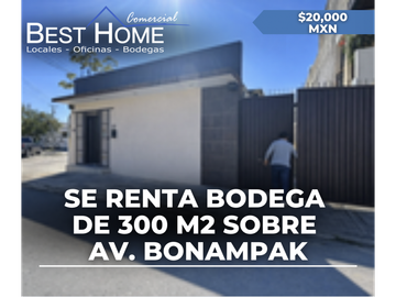 Bodega de de 300 m2 en renta sobre av. Bonampak - Cancún