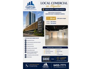 LOCAL COMERCIAL EN ALQUILER | GREENWOOD PLAZA – TUMBA MUERTO | 59 M²