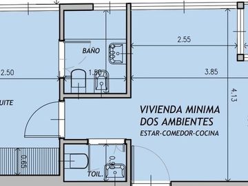 Venta 2 ambientes Almagro baño y toilette en obra