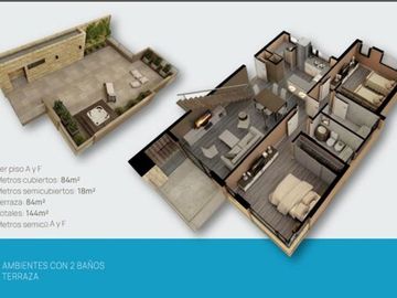 VENTA DEPARTAMENTO 2 DORM CON TERRAZA, B° CANALES
