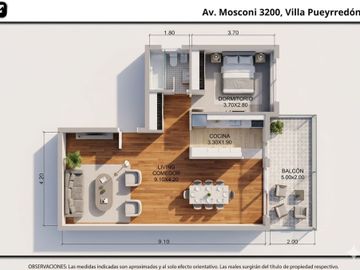 2 ambientes con cochera al frente Villa Pueyrredon