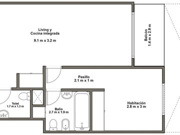 DEPTO 2 AMB A ESTRENAR CON BALCON Y AMENITIES