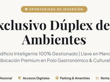 VENTA DUPLEX 2 AMBIENTES PALERMO HOLLYWOOD