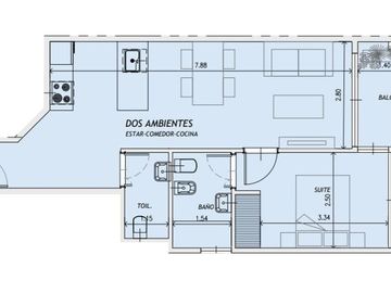 Venta Palermo 2 ambiente baño y toilette inversion