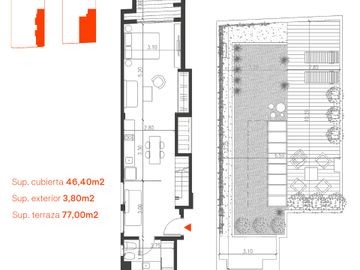 VENTA MONSERRAT1 Y 1/2 AMB 50,2M2 TERRAZA X 77M2