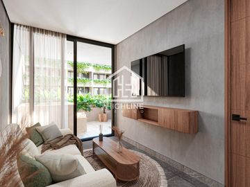 DEPARTAMENTO EN VENTA AMUEBLADO Y EQUIPADO A 5 MINUTOS DEL MAR UBICADO EN TULUM