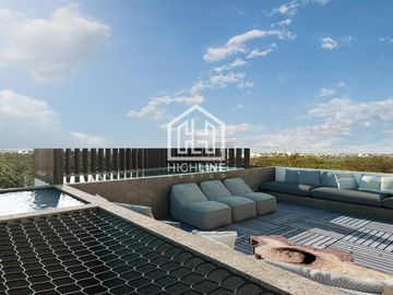 DEPARTAMENTO EN VENTA EN TULUM 2 HABITACIONES CON ESTANCIA-COMEDOR CON TERRAZA Y JACUZZI.