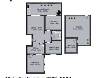 3 ambientes con balcón terraza y terraza propia.