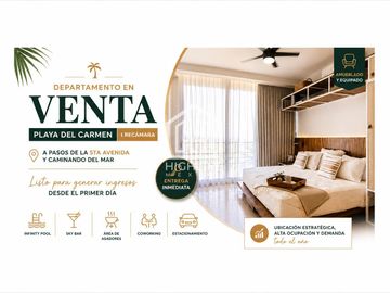 Studio en venta Playa del Carmen cerca de la playa  llave en mano