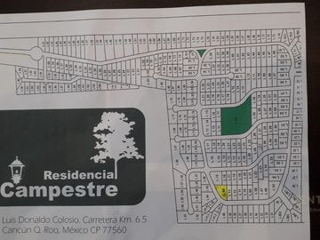 Terreno en venta en Resd. Campestre de 1,113 m2 en esquina Sm 309 mz 4 lt 14 Paseos del Sol C2887