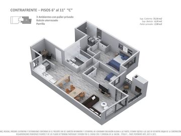 Venta departamento tres ambientes caballito