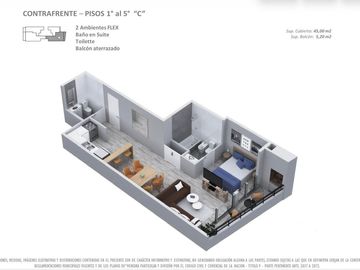 Venta departamento dos ambientes caballito