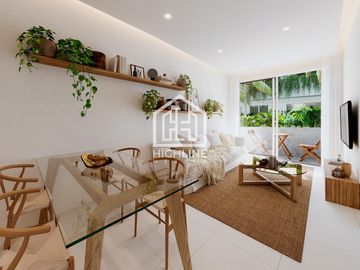 DEPARTAMENTO EN VENTA EN TULUM 2 HABITACIONES CERCA DE LA PLAYA, GYM, ALBERCA, ROI