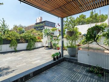 Townhouse neoclásico con gran terraza y roof garden Roma Norte