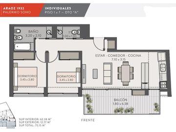 DEPARTAMENTO EN VENTA DE 3 AMBIENTES A ESTRENAR EN PALERMO SOHO SEMIPISO DE CATEGORÍA CON AMENITIES