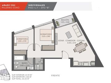 DEPARTAMENTO EN VENTA DE 3 AMBIENTES A ESTRENAR EN PALERMO SOHO SEMIPISO DE CATEGORÍA CON AMENITIES