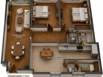 VENTA SEMIPISO DE 3 AMBIENTES CON DEPENDENCIA