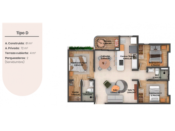 VENTA DE APARTAMENTO SOBRE PLANOS EN CERRITOS