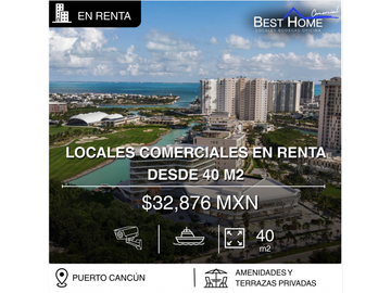 Locales en renta en plaza Legacy Pto. Cancún