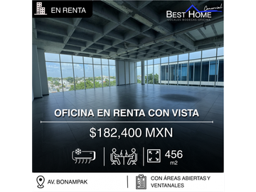 Se renta oficina de 456 m2 en Blau, Cancún