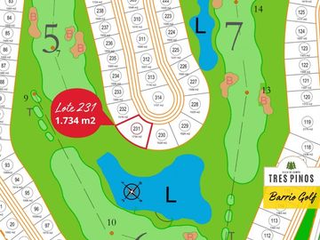 VENTA LOTE 1.734M2 CON VISTA AL GOLF EN TRES PINOS