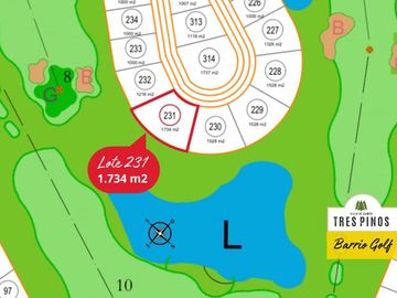 VENTA LOTE 1.734M2 CON VISTA AL GOLF EN TRES PINOS