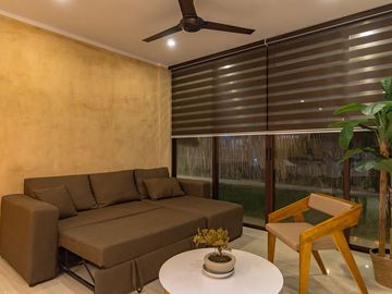 DEPARTAMENTO EN VENTA EN LA PLAYA CERCA DEL MAR EN CHICXULUB, AMUEBLADO