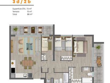 VENTA DEPARTAMENTO 3HAB 2BA LA FLORIDA