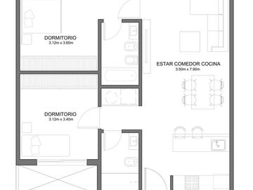 DepartameDepartamento de 3 ambientes en cuarto piso con balcón y baulera – Laprida 2475nto