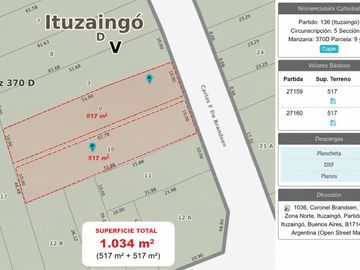 Terreno en venta Ituzaingo Norte, 1000 mts