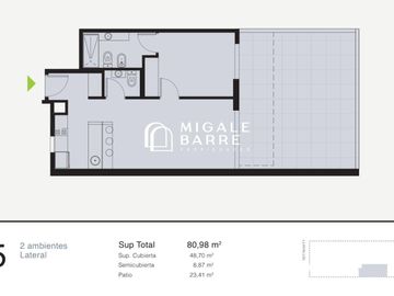 Departamento en Venta 2 ambientes con Patio Villa Del Parque con Amenities