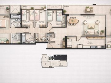 AMPLIO DEPTO EN VENTA EDIF BELLATERRA 4D 3B  165 M2