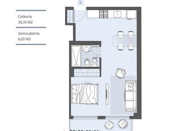 Venta - Monoambiente con balcón contrafrente - En Construcción - Villa del Parque