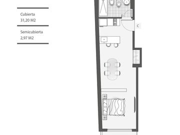 Venta - Monoambiente con balcón contrafrente - En Construcción - Villa del Parque