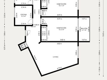 Venta departamento 3 ambientes, balcón,Las Cañitas