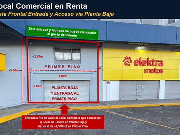 Local Comercial con 1,470 m² en 2 Niveles en Renta sobre  Calzada Vallejo