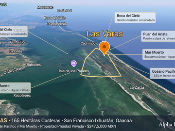 Reserva territorial costera en venta frente al Océano Pacífico,  Oaxaca