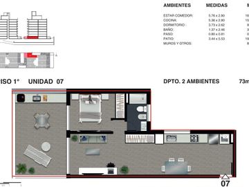 Departamento en venta monoambiente con patio - Rosario Martin