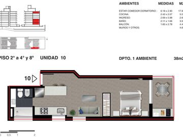 Departamento en venta monoambiente con patio - Rosario Martin