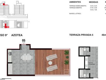 Departamento en venta monoambiente con patio - Rosario Martin