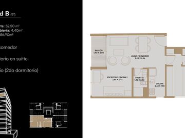 Departamento en Venta en Caseros. 2 Amb. 8° piso Frente. En Construcción. Entrega: 08-2027