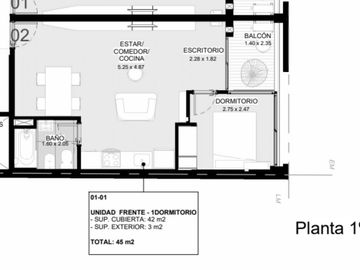 Departamento de 1 dormitorio en venta