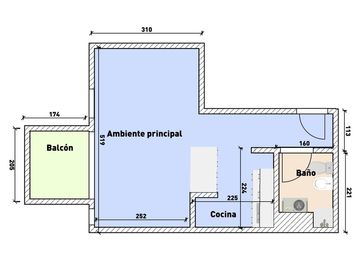 MONOAMBIENTE CABALLITO BALCON AL FRENTE