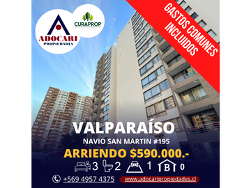 VALPARAISO - DEPARTAMENTO NAVIO SAN MARTIN - 3D 2B 1E