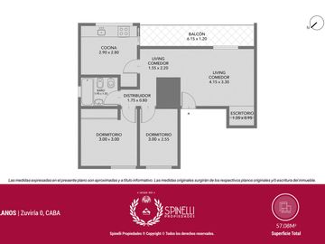 Venta departamento 3 ambientes 57M² con balcón al frente en Parque Chacabuco Caballito apto crédito
