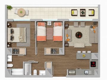 Departamento 2D+2B+E+B La Cisterna