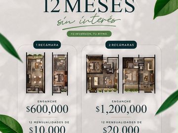 Departamento Loft de 1 Recámara en Venta en Temozón Norte con Amenidades Wellnes
