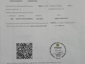 VENTA LOTE PLANO  798 M2 PARQUE SIQUIMAN ESCRITURA