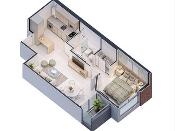 Depto en Const. 1 dorm Magna 11 General Paz