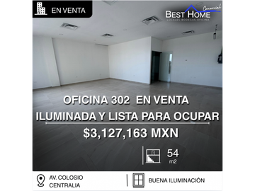 Oficina 302 en venta de 54 m2 en Centralia, Cancún